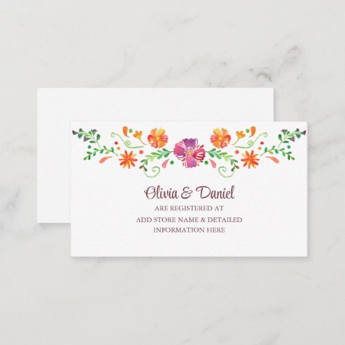 Colorful Mexican Flower Fiesta Wedding Registry Enclosure Card