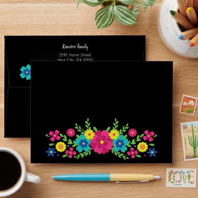 Colorful Mexican flowers Envelope (Desk)