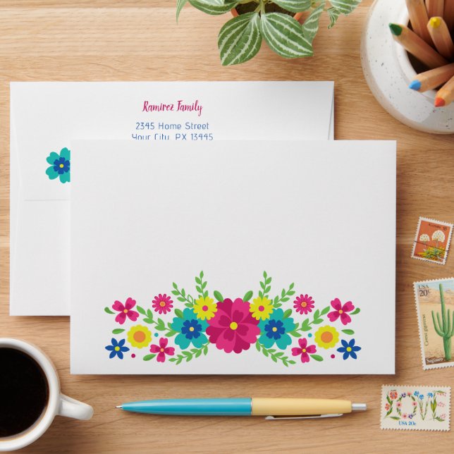 Colorful Mexican flowers Envelope (Desk)