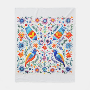 Colorful Mexican Flowers Fleece Blanket