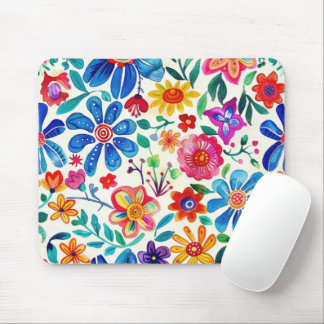 Colorful Mexican Flowers Mouse Pad