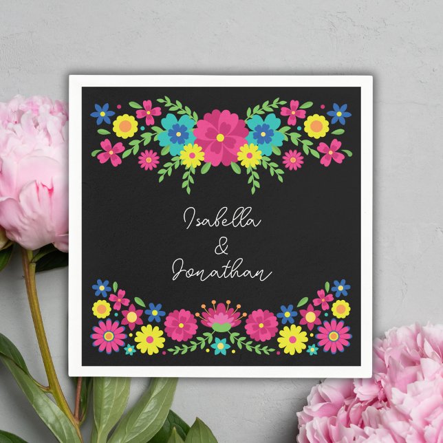 Colorful Mexican flowers Paper Napkin (Creator Uploaded)