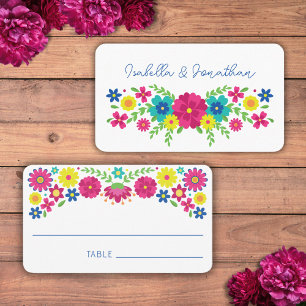 Colorful Mexican flowers Place Card