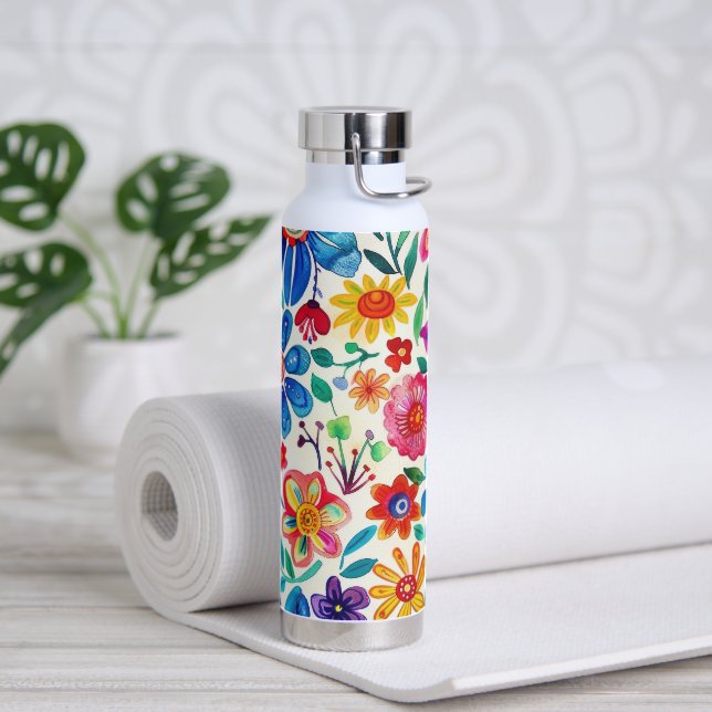 Colorful Mexican Flowers Water Bottle (Yoga)