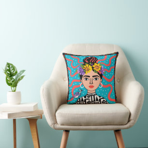 Colorful Mexican Folk Art Decorative Pillow