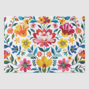 Colorful Mexican Folk Art Floral Tissue Paper