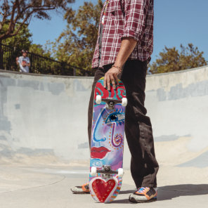 Colorful Mexican Folk Art Sacred Heart Cool Unique Skateboard