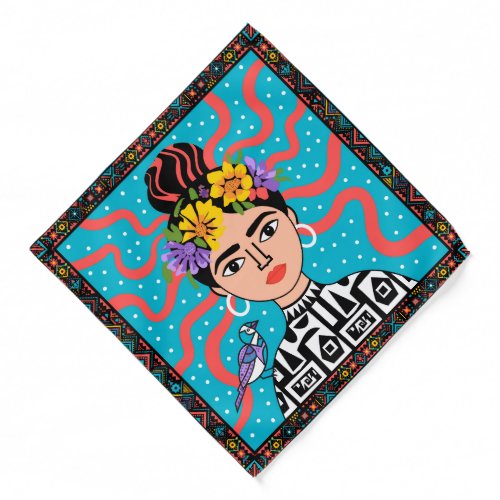 Colorful Mexican Folk Art Square Scarf Bandana
