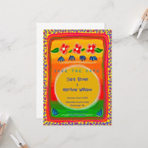 Colorful Mexican Inspired Save the date invitation