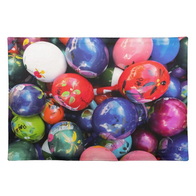 Colorful Mexican Maracas Cloth Placemats (Front)