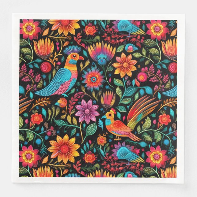 Colorful Mexican pattern Paper Dinner Napkins (Front)