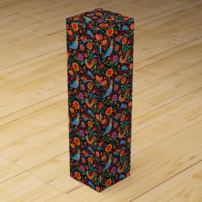 Colorful Mexican pattern Wine Box (Front)