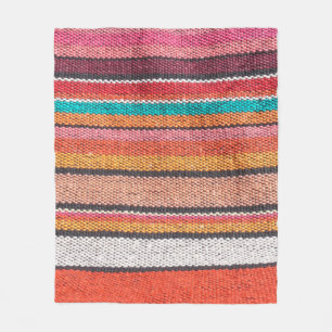 Colorful mexican, peruvian style rug close surface fleece blanket