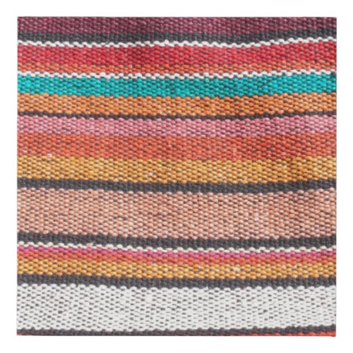 Colorful mexican peruvian style rug surface close faux canvas print