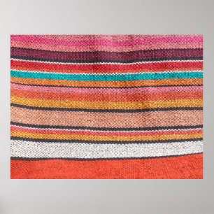Colorful mexican, peruvian style rug surface close poster