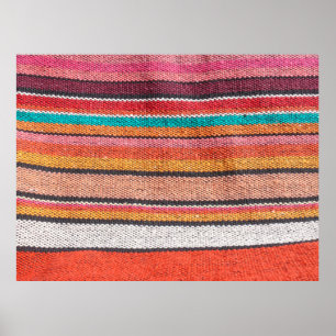 Colorful mexican, peruvian style rug surface close poster