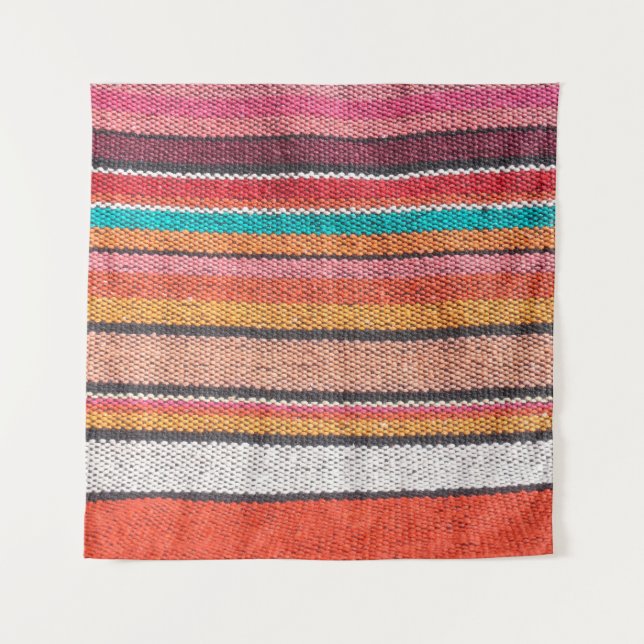 Colorful Mexican, Peruvian-style rug surface close Tapestry (Front)