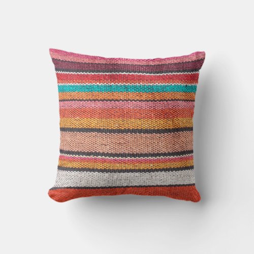Colorful mexican peruvian style rug surface close throw pillow