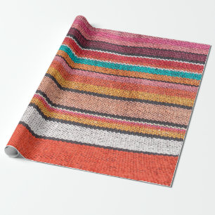 Colorful mexican, peruvian style rug surface close wrapping paper