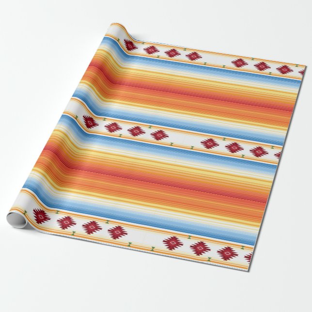 Colorful Mexican Rug Wrapping Paper (Unrolled)