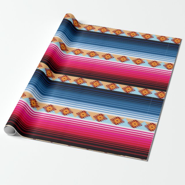 Colorful Mexican Rug Wrapping Paper (Unrolled)