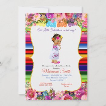 Colorful Mexican Senorita Fiesta Girl Baby Shower Invitation by HappyPartyStudio at Zazzle