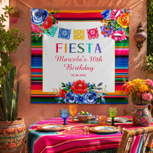 Colorful Mexican Serape Floral Fiesta Tapestry