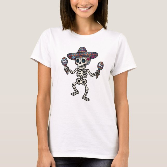 Colorful Mexican Skeleton T-Shirt (Front)
