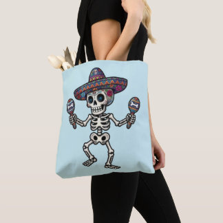Colorful Mexican Skeleton Tote Bag
