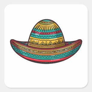 Colorful Mexican Sombrero Cinco De Mayo Square Sticker