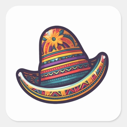 Colorful Mexican Sombrero Cinco De Mayo Square Sticker