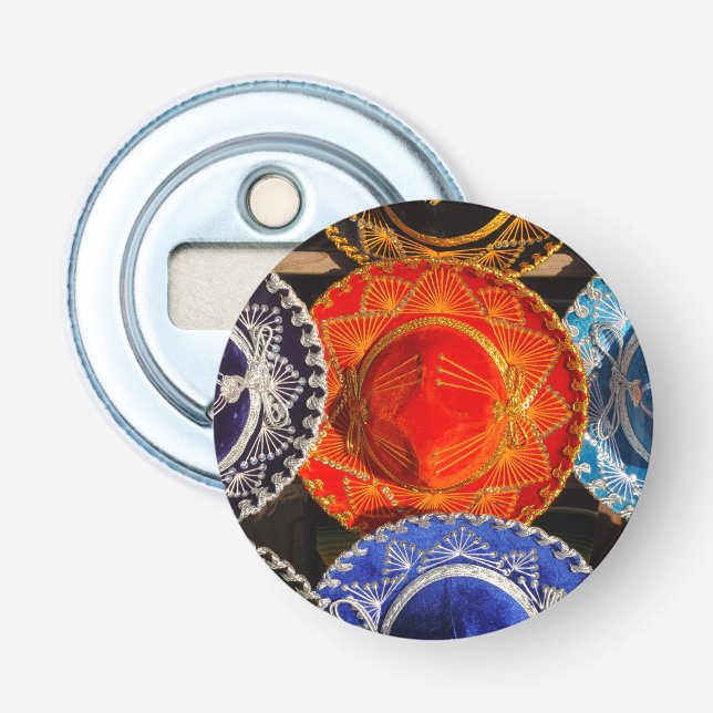 Colorful Mexican sombreros Bottle Opener (Front)