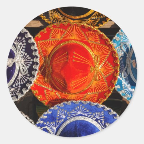 Colorful Mexican sombreros Classic Round Sticker