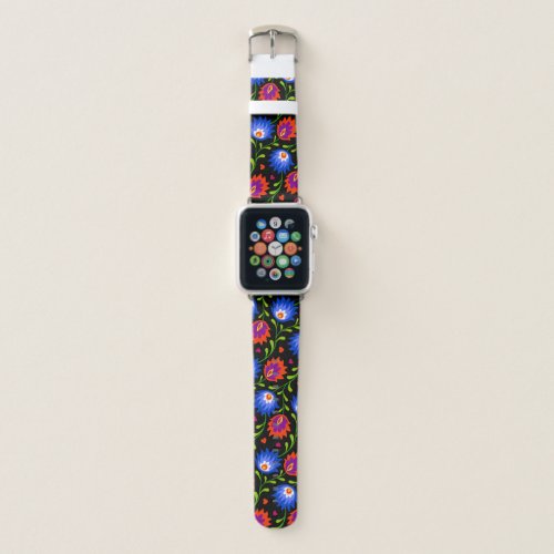 Colorful Mexican Style Floral Pattern Elegant Bold Apple Watch Band