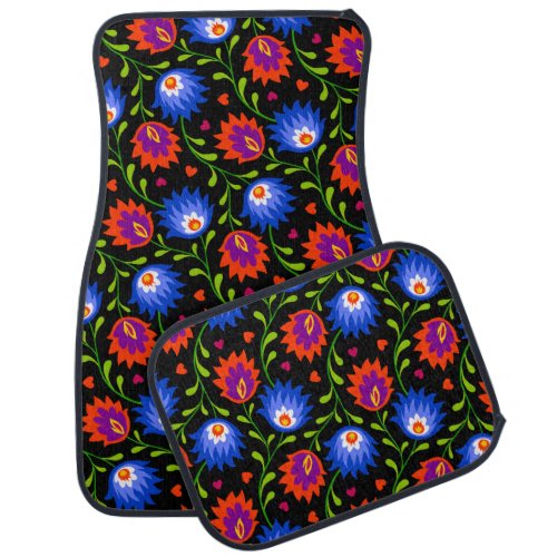 Colorful Mexican Style Floral Pattern Elegant Bold Car Floor Mat
