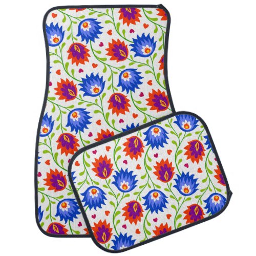 Colorful Mexican Style Floral Pattern Elegant Bold Car Floor Mat