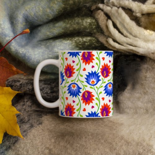 Colorful Mexican Style Floral Pattern Elegant Bold Coffee Mug