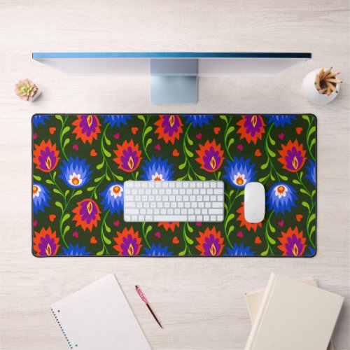 Colorful Mexican Style Floral Pattern Elegant Bold Desk Mat