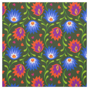 Colorful Mexican Style Floral Pattern Elegant Bold Fabric