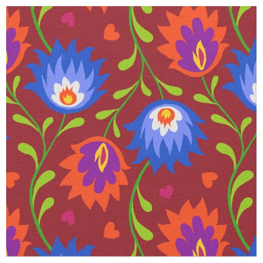 Colorful Mexican Style Floral Pattern Elegant Bold Fabric