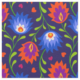 Colorful Mexican Style Floral Pattern Elegant Bold Fabric