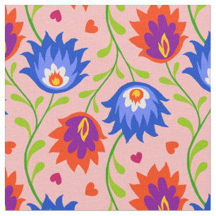 Colorful Mexican Style Floral Pattern Elegant Bold Fabric