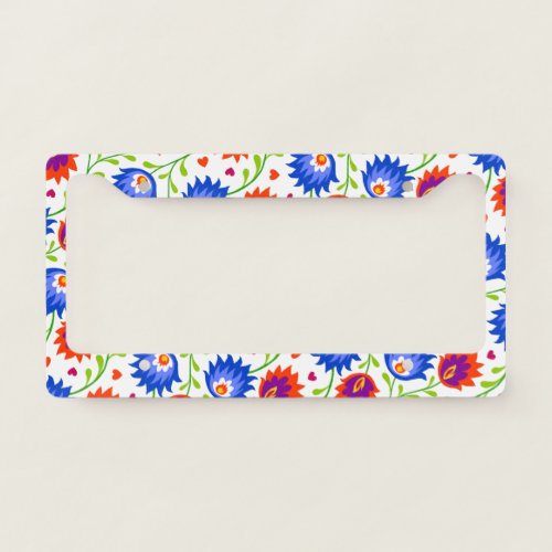 Colorful Mexican Style Floral Pattern Elegant Bold License Plate Frame