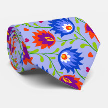 Colorful Mexican Style Floral Pattern Elegant Bold Neck Tie