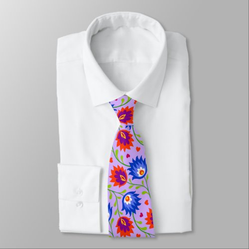 Colorful Mexican Style Floral Pattern Elegant Bold Neck Tie