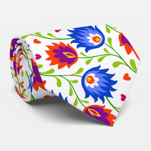 Colorful Mexican Style Floral Pattern Elegant Bold Neck Tie