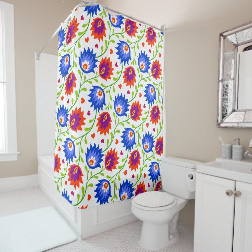 Colorful Mexican Style Floral Pattern Elegant Bold Shower Curtain