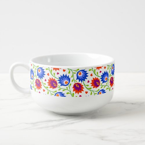 Colorful Mexican Style Floral Pattern Elegant Bold Soup Mug