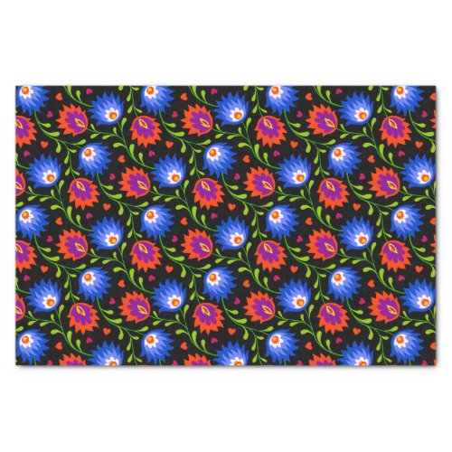 Colorful Mexican Style Floral Pattern Elegant Bold Tissue Paper