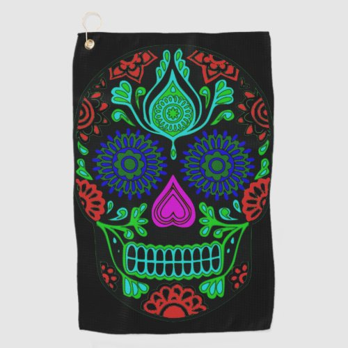 Colorful Mexican Sugar Skull Golf Towel